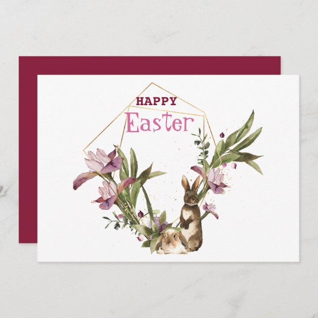Cartes Pour Fêtes Annuelles Joyeux Pâques | Grotte de Pâques Violet Magnolia W (Devant / Derrière)