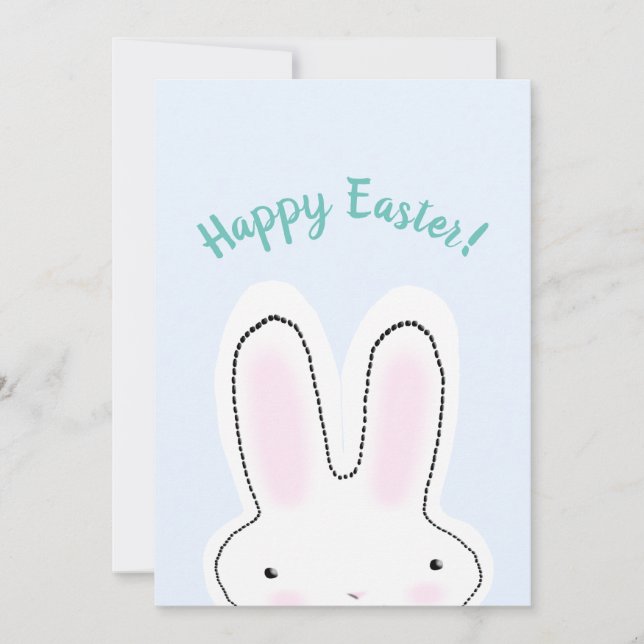 Cartes Pour Fêtes Annuelles Joyeux Pâques Joyeux Printemps bleu mignon lapin d (Devant)