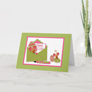 Cartes Pour Fêtes Annuelles Joyeux Pâques, Mélanges, Pois verts roses