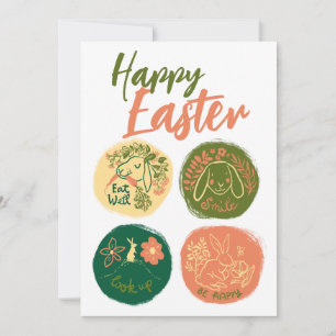 Cartes Pour Fêtes Annuelles Joyeux Pâques mignon lapin positif lapin salutatio