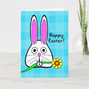 Cartes Pour Fêtes Annuelles Joyeux Pâques !, mignonette lapin et Fleur Jaune