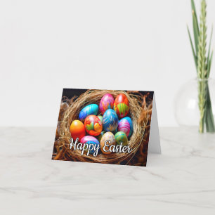 Cartes Pour Fêtes Annuelles Joyeux Pâques   Panier Plein D'Oeufs
