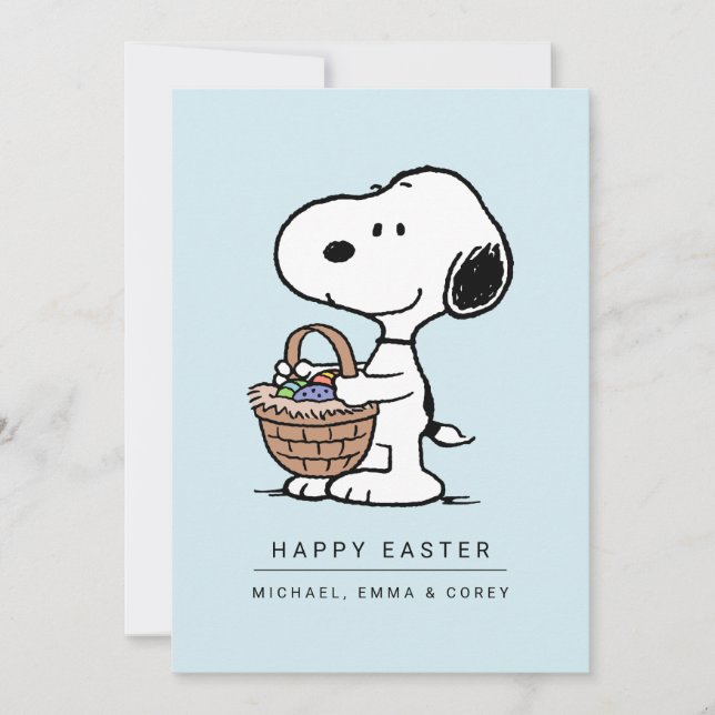 Cartes Pour Fêtes Annuelles Joyeux Pâques | Snoopy & Le Lapin De Pâques (Devant)