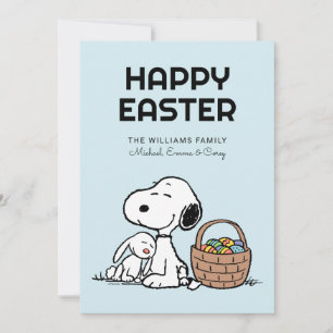 Cartes Pour Fêtes Annuelles Joyeux Pâques Snoopy & Le Lapin De Pâques