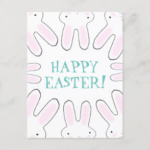 Cartes Pour Fêtes Annuelles Joyeux Pâques turquoise blanc mignon lapins drôle 