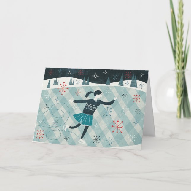 Cartes Pour Fêtes Annuelles Joyeux Patinage de Noël (Devant)