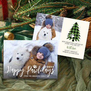 Cartes Pour Fêtes Annuelles Joyeux Pawlidays 2 Photo Pet Chien Chien Chien Chi
