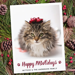 Cartes Pour Fêtes Annuelles Joyeux PAWlidays Amoureux des chats Pet Photo Noël