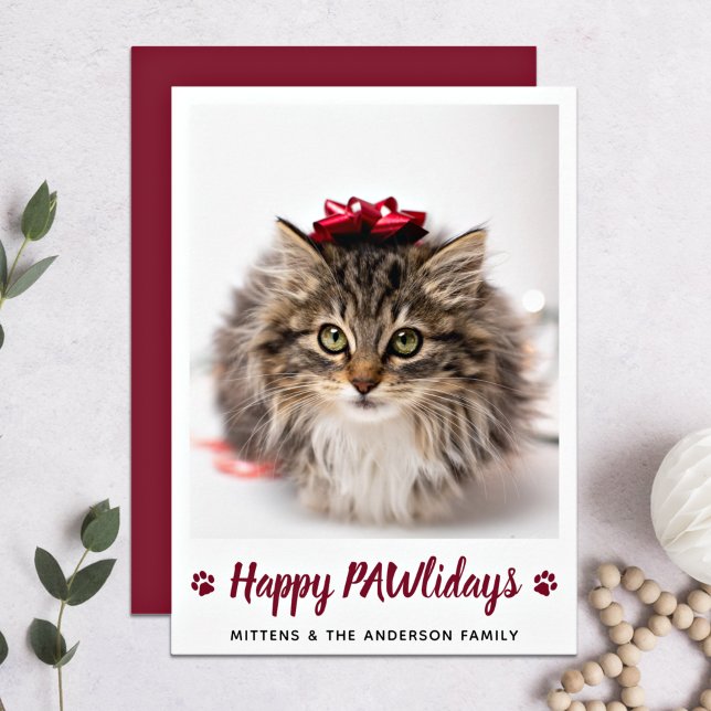 Cartes Pour Fêtes Annuelles Joyeux PAWlidays Amoureux des chats Pet Photo Noël (Créateur téléchargé)