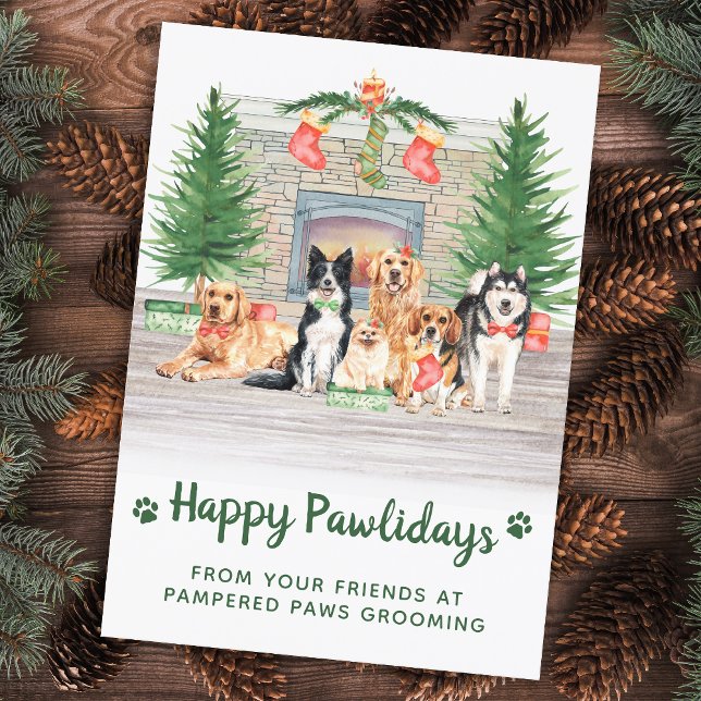Cartes Pour Fêtes Annuelles Joyeux Pawlidays Amoureux des chiens Animaux de co (Créateur téléchargé)