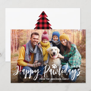 Cartes Pour Fêtes Annuelles Joyeux Pawlidays Arbre de Noël Rouge Paid Pet Phot