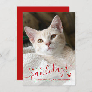 Cartes Pour Fêtes Annuelles Joyeux Pawlidays chat animal de compagnie photo No