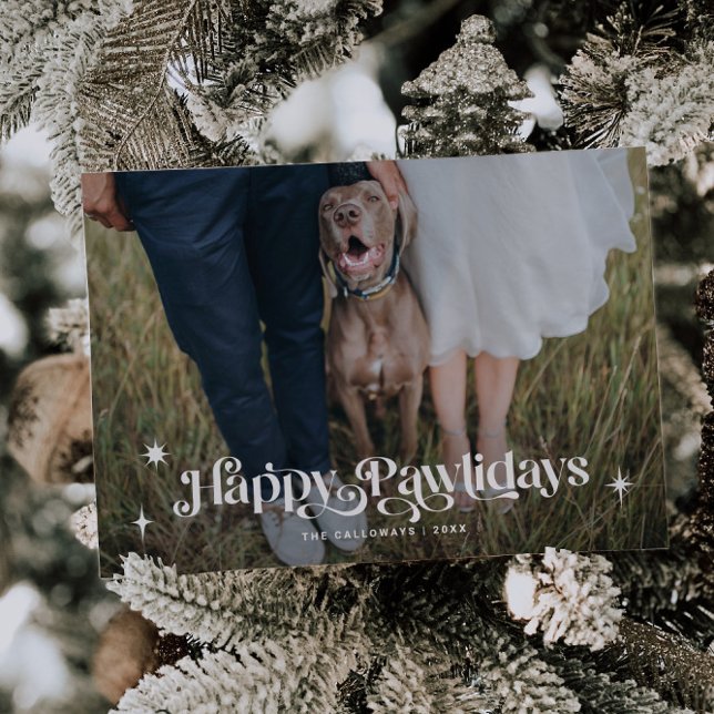 Cartes Pour Fêtes Annuelles Joyeux Pawlidays Chien Horizontal Photo Noël (Créateur téléchargé)