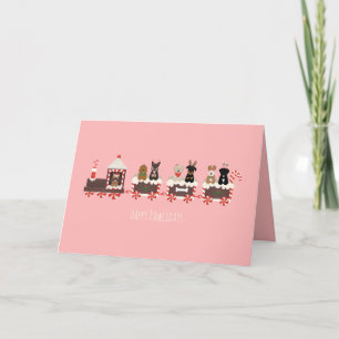 Cartes Pour Fêtes Annuelles Joyeux Pawlidays Chien Noël Train de vacances