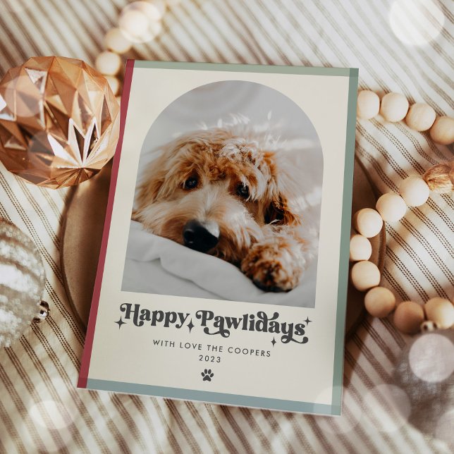 Cartes Pour Fêtes Annuelles Joyeux Pawlidays Chien Photo Drôle Noël (Créateur téléchargé)