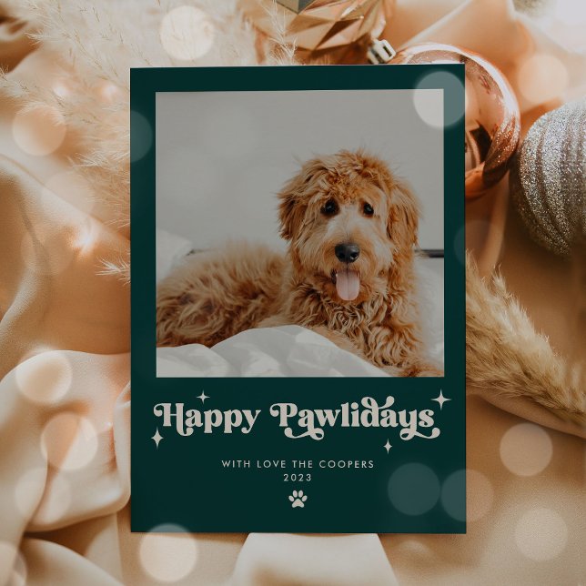 Cartes Pour Fêtes Annuelles Joyeux Pawlidays Chien Photo Drôle Noël (Créateur téléchargé)