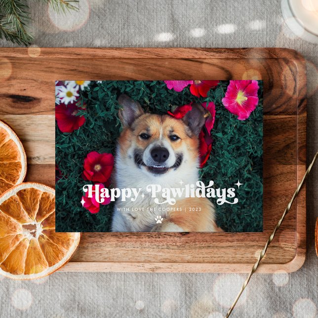 Cartes Pour Fêtes Annuelles Joyeux Pawlidays Chien Photo Drôle Noël (Créateur téléchargé)