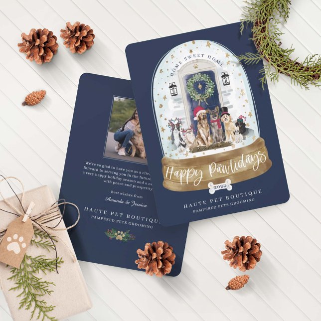 Cartes Pour Fêtes Annuelles Joyeux Pawlidays Chiens Entretien Animaux de compa (Créateur téléchargé)