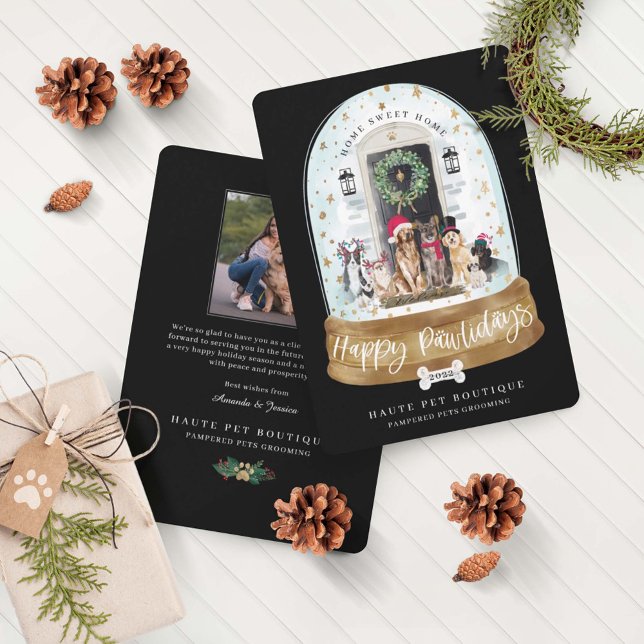 Cartes Pour Fêtes Annuelles Joyeux Pawlidays Chiens Entretien Animaux de compa (Créateur téléchargé)