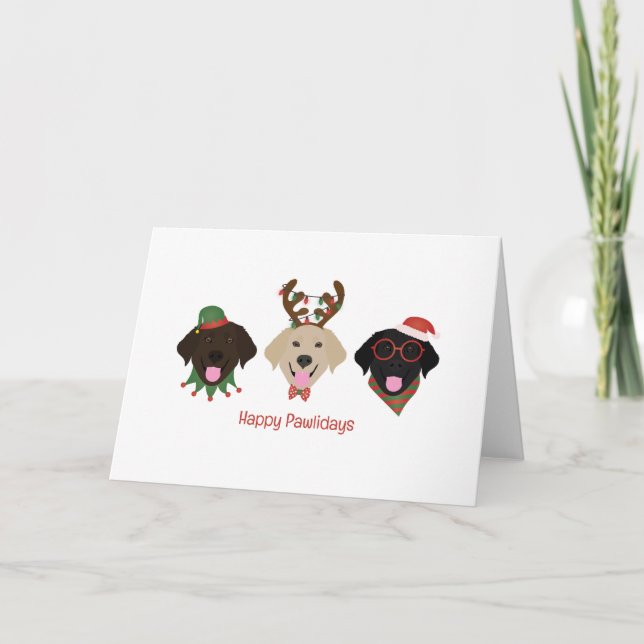Cartes Pour Fêtes Annuelles Joyeux Pawlidays Chiens Labrador Retriever (Devant)