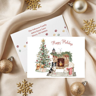 Cartes Pour Fêtes Annuelles Joyeux Pawlidays Création Chien - Collie