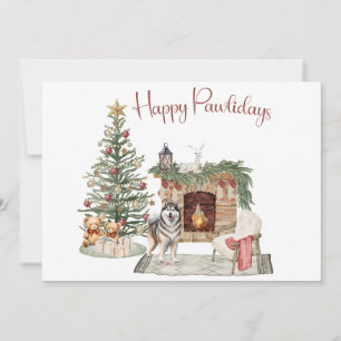 Cartes Pour Fêtes Annuelles Joyeux Pawlidays Création pour Chien - Malamute d'