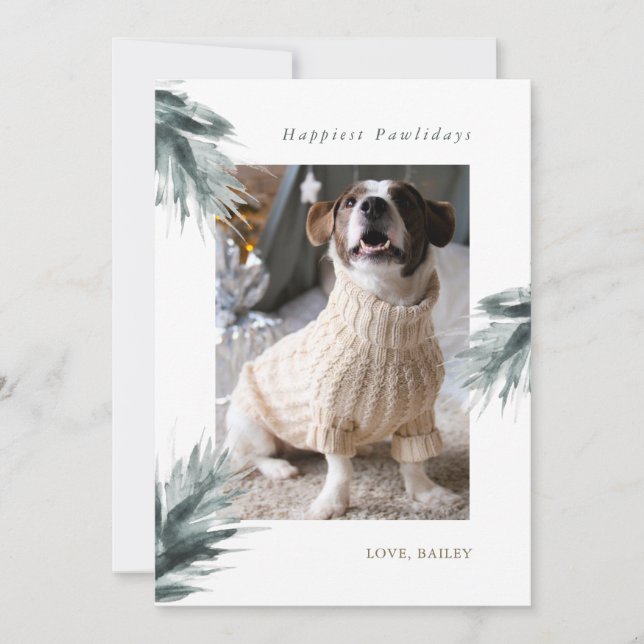 Cartes Pour Fêtes Annuelles Joyeux Pawlidays de la photo de chien Noël (Devant)