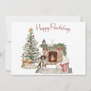 Cartes Pour Fêtes Annuelles Joyeux Pawlidays Design Chien - St-Bernard