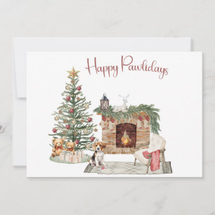 Cartes Pour Fêtes Annuelles Joyeux Pawlidays Design de Chien - Beagle