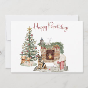 Cartes Pour Fêtes Annuelles Joyeux Pawlidays Design de Chien - Berger Allemand