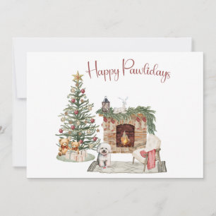 Cartes Pour Fêtes Annuelles Joyeux Pawlidays Design de Chien - Bichon Frise