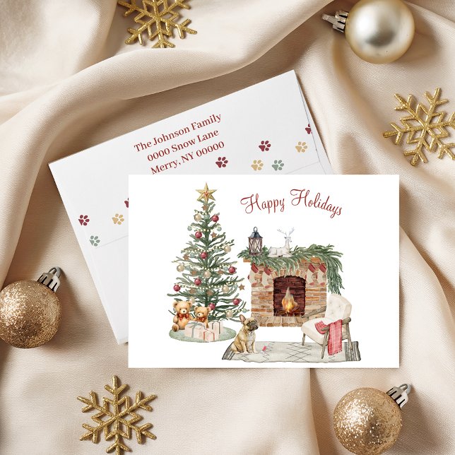 Cartes Pour Fêtes Annuelles Joyeux Pawlidays Design de Chien - Bouledogue Fran (Créateur téléchargé)