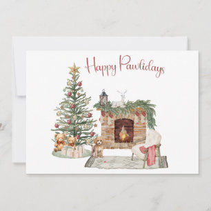 Cartes Pour Fêtes Annuelles Joyeux Pawlidays Design de Chien - Caniche