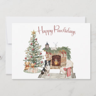 Cartes Pour Fêtes Annuelles Joyeux Pawlidays Design de Chien - Collie