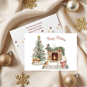 Cartes Pour Fêtes Annuelles Joyeux Pawlidays Design de Chien - Corgi