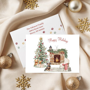 Cartes Pour Fêtes Annuelles Joyeux Pawlidays Design de Chien - Dachshund