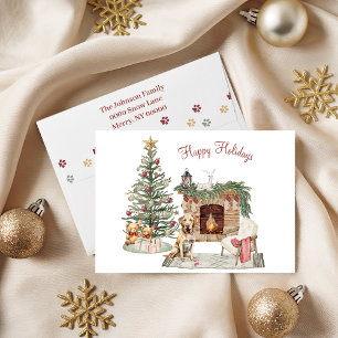 Cartes Pour Fêtes Annuelles Joyeux Pawlidays Design de Chien - Labrador Retrie