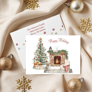 Cartes Pour Fêtes Annuelles Joyeux Pawlidays Design de Chien - Pomeranian