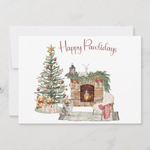 Cartes Pour Fêtes Annuelles Joyeux Pawlidays Design de Chien - Pomeranian