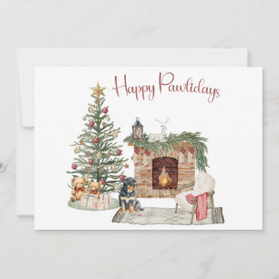 Cartes Pour Fêtes Annuelles Joyeux Pawlidays Design de Chien - Rottweiler