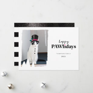 Cartes Pour Fêtes Annuelles Joyeux Pawlidays Fun Pet Photo Snowman