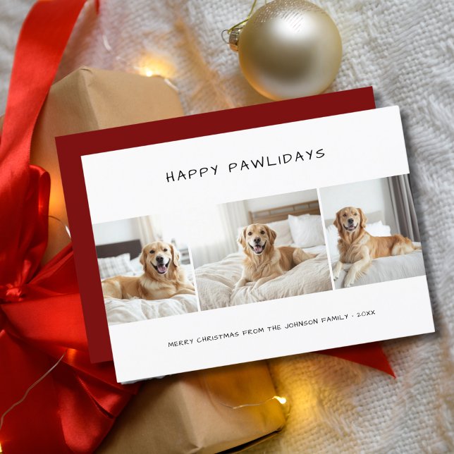 Cartes Pour Fêtes Annuelles Joyeux Pawlidays Golder Retriver Chien Photo Anima (Créateur téléchargé)