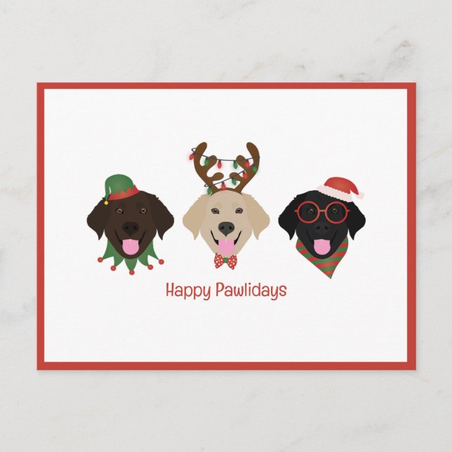 Cartes Pour Fêtes Annuelles Joyeux Pawlidays Labrador Retriever Dogs (Devant)