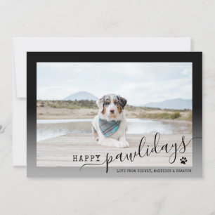 Cartes Pour Fêtes Annuelles Joyeux Pawlidays Moderne en Noir et Blanc pour Ani