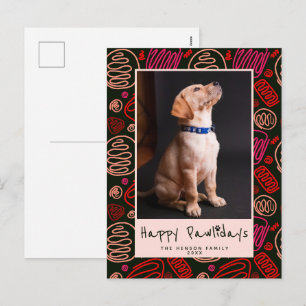 Cartes Pour Fêtes Annuelles Joyeux Pawlidays motif une ligne rouge Photo de Ch