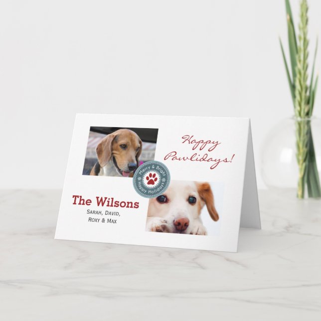 Cartes Pour Fêtes Annuelles Joyeux Pawlidays Multiple Photo Pet (Devant)