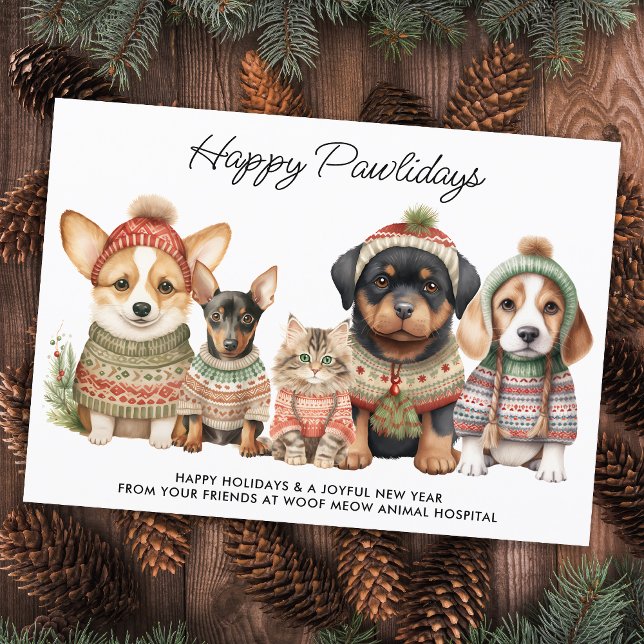 Cartes Pour Fêtes Annuelles Joyeux Pawlidays Noël Chien Chat Animal de compagn (Créateur téléchargé)