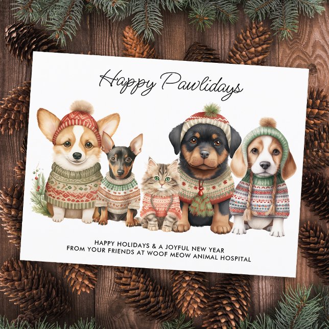 Cartes Pour Fêtes Annuelles Joyeux Pawlidays Noël Chien Chat Animal de compagn (Créateur téléchargé)
