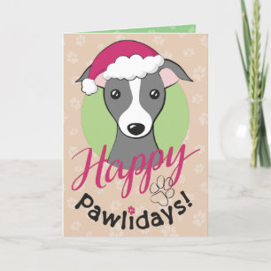 Cartes Pour Fêtes Annuelles Joyeux pawlidays Noël mignon italien Greyhound
