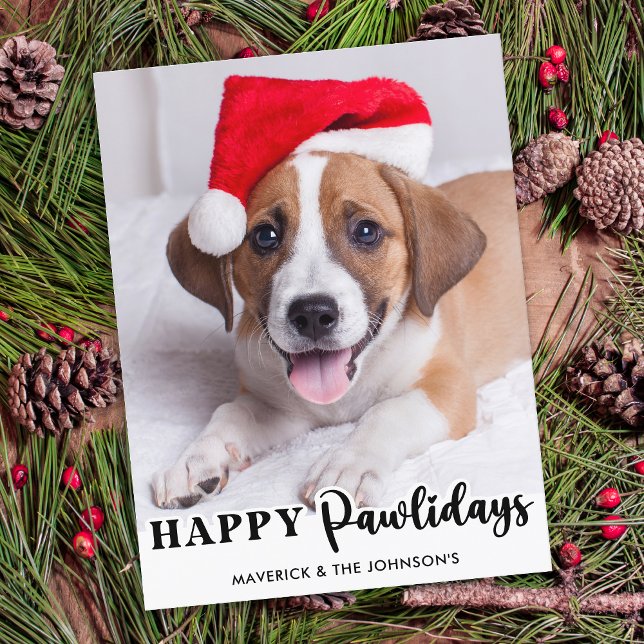 Cartes Pour Fêtes Annuelles Joyeux Pawlidays Personnalisé Cute Pet Chien Photo (Créateur téléchargé)